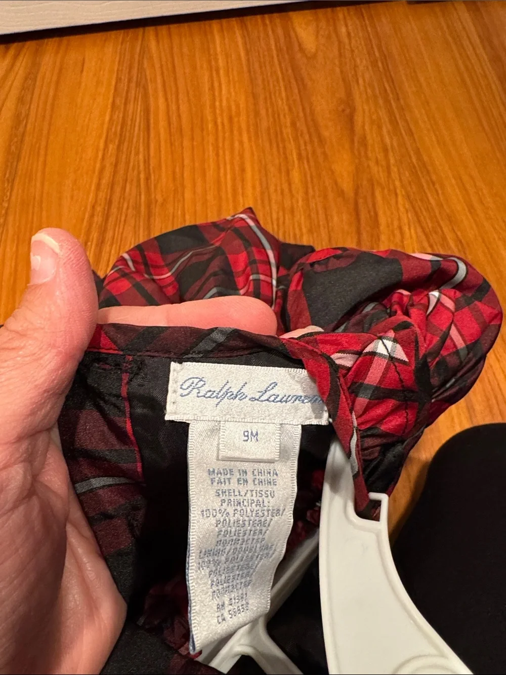 Ralph Lauren Red and Black Plaid Ruffle Hem Formal Dress
